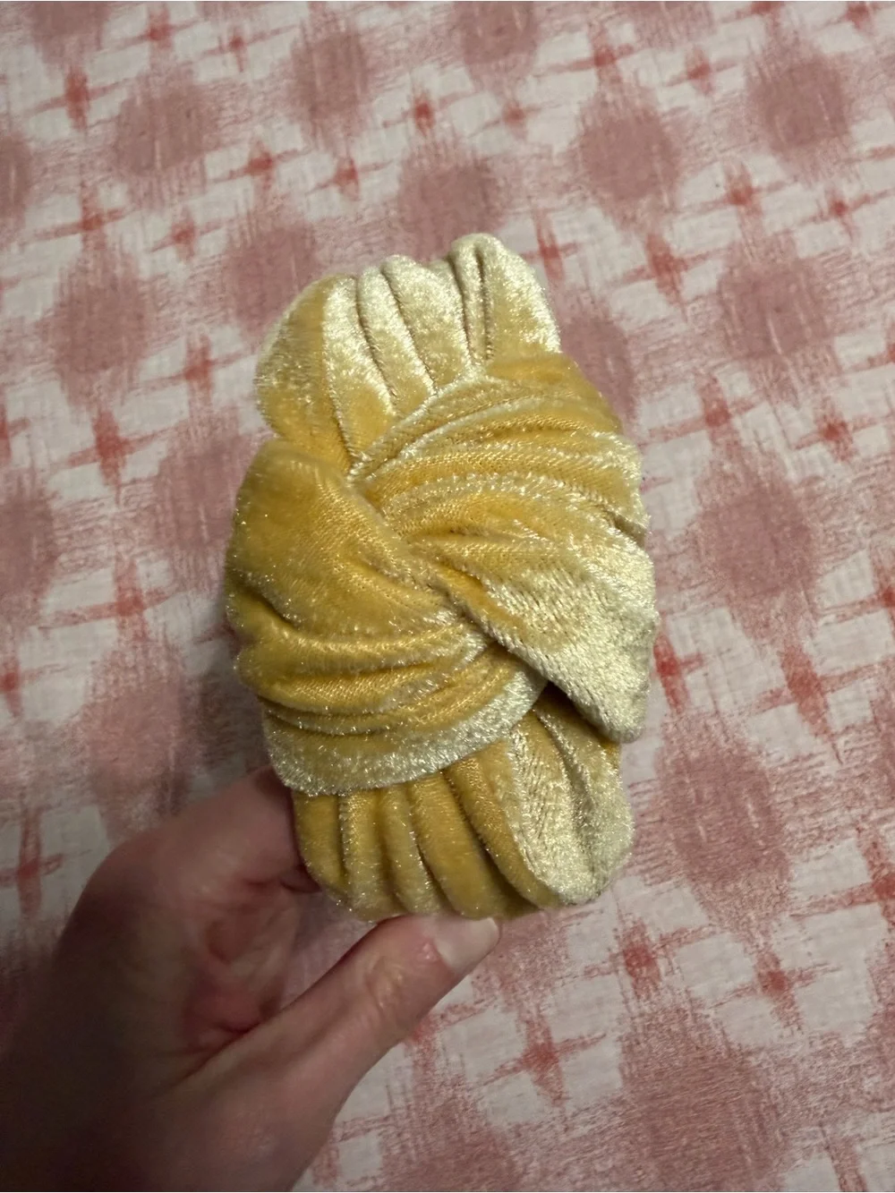 Anthropologie Velvet Knotted Headband in Yellow